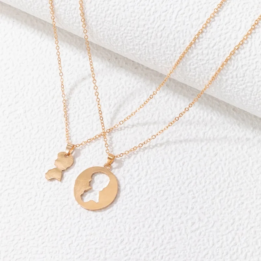 Simple Alloy geometric multi-layer necklace